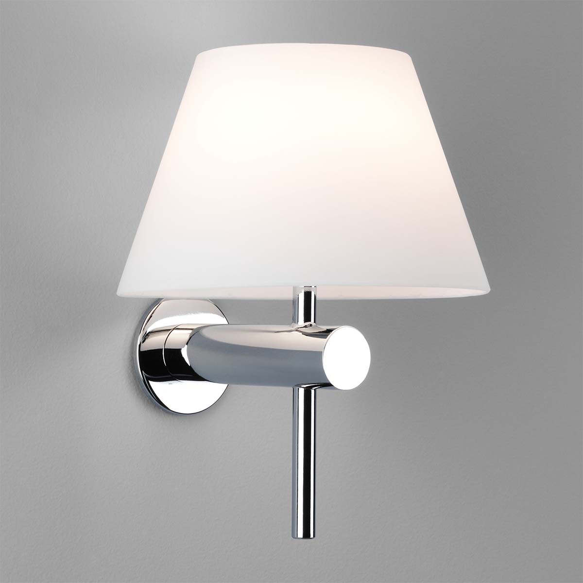 Venice Bathroom Light With White Shade Matt White