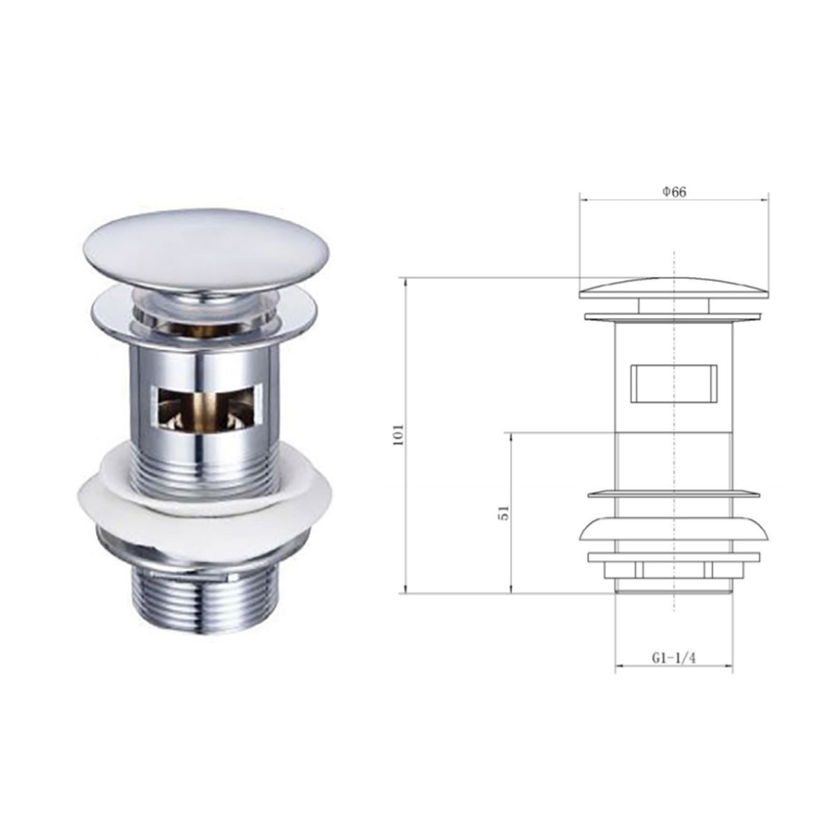 Shrewsbury Monobloc Basin Mixer Tap With Easy Clean Click-Clack Waste