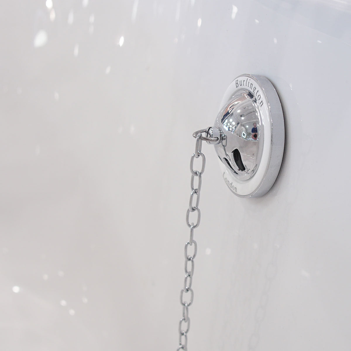 Burlington Exposed Bath Overflow with Plug and Chain Waste Deluxe Bathrooms UK