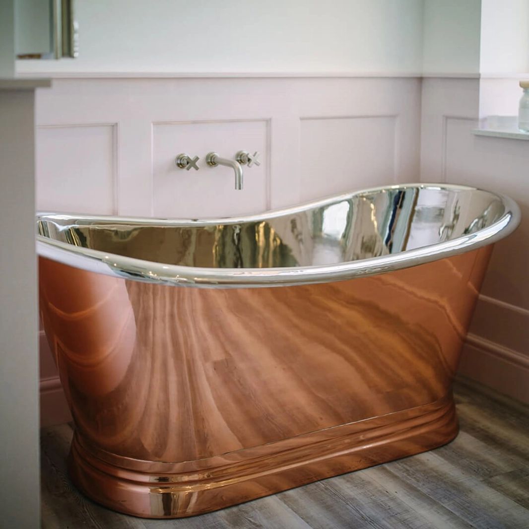 Copper Nickel Traditional Roll Top Double Ended Freestanding Bath