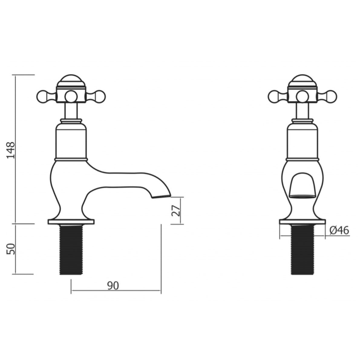 Crosswater Belgravia Crosshead Cloakroom Basin Taps