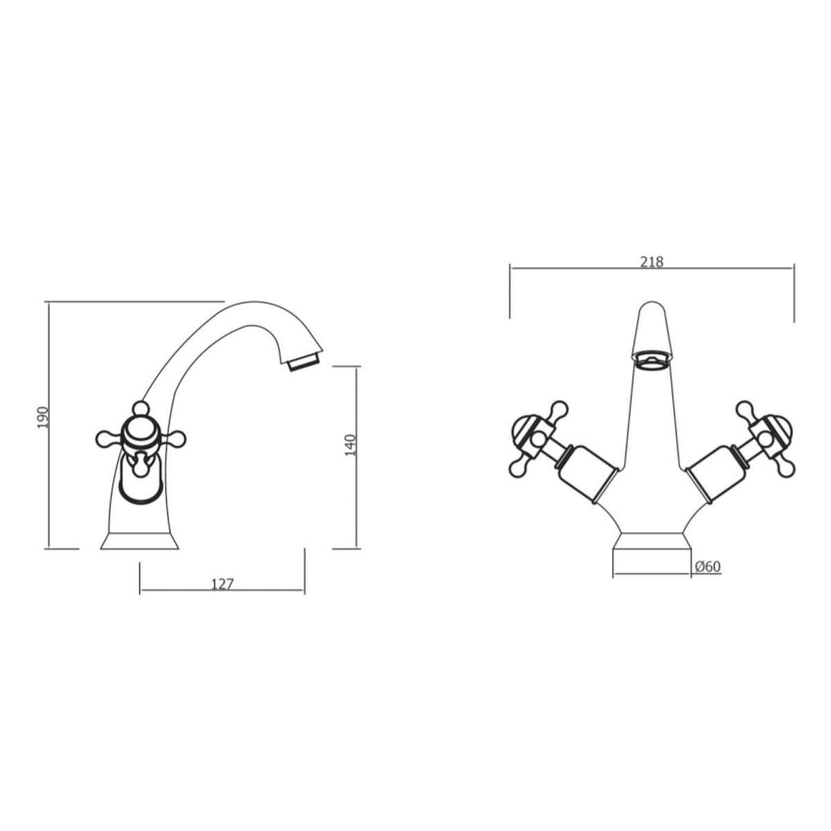 Belgravia Crosshead Highneck Basin Mixer With Pop Up Waste