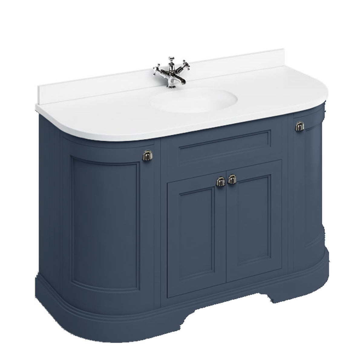 Burlington 1340 Floor Standing Curved Vanity Unit With Worktop & Inset Basin Deluxe Bathrooms UK