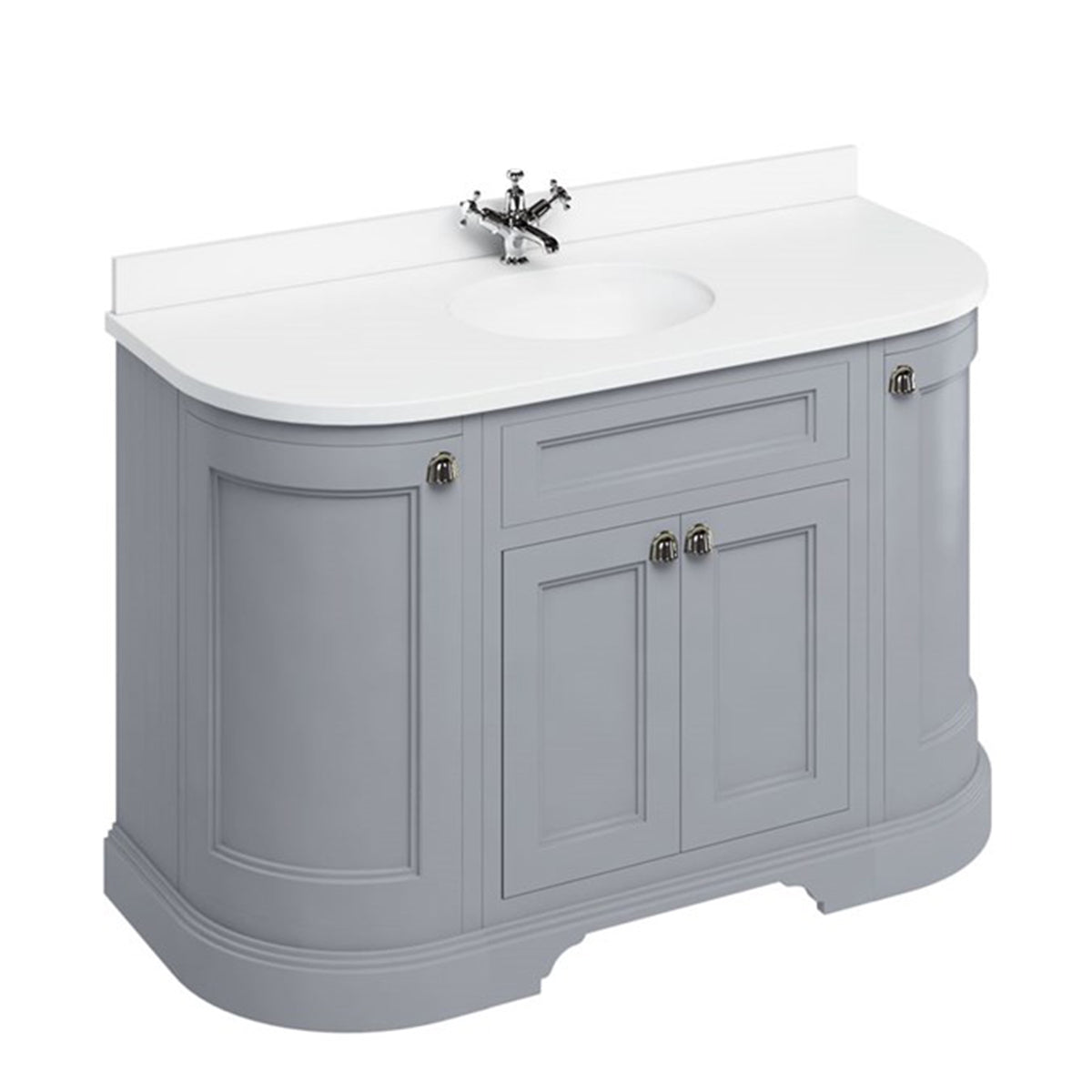 Burlington 1340 Floor Standing Curved Vanity Unit With Worktop & Inset Basin Deluxe Bathrooms UK