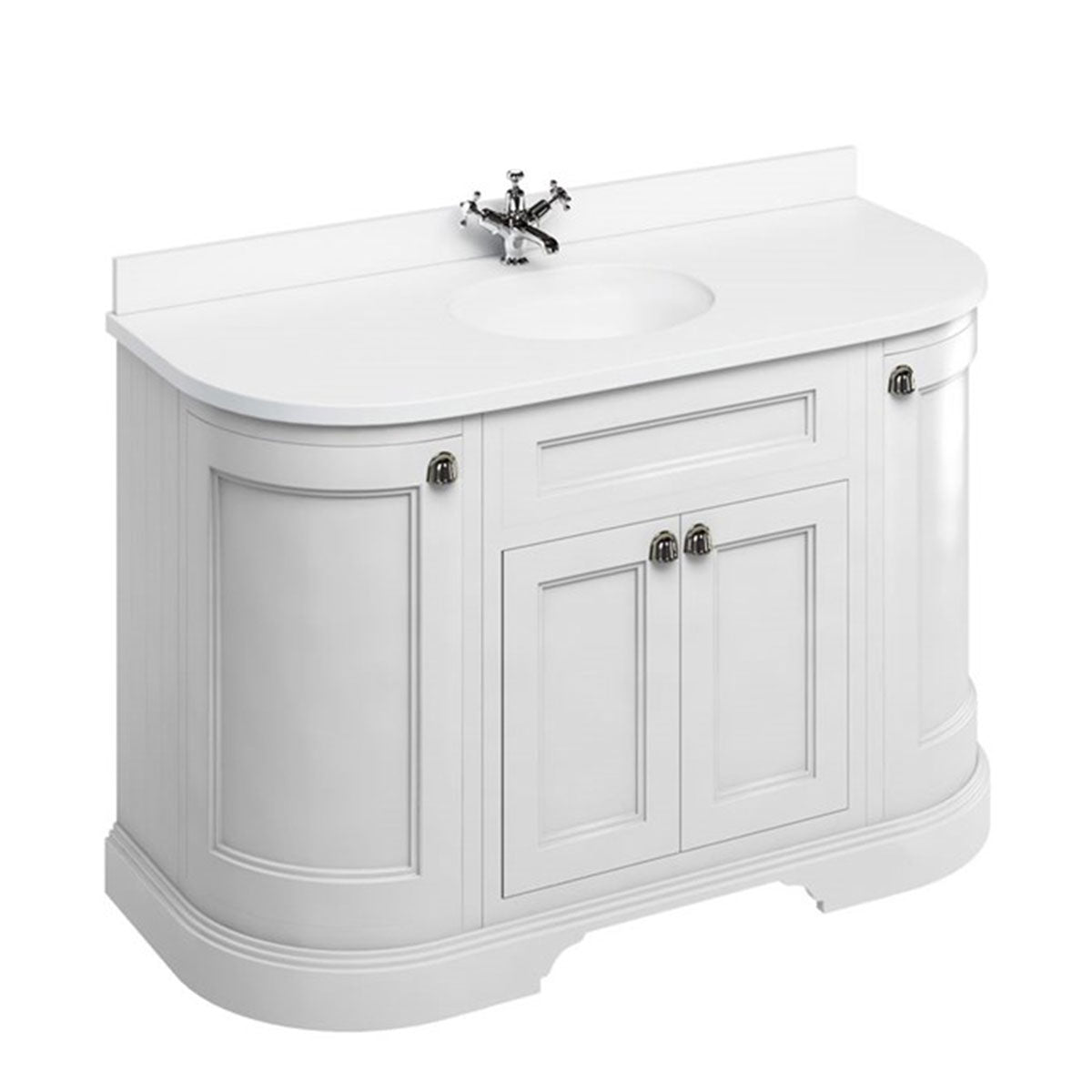 Burlington 1340 Floor Standing Curved Vanity Unit With Worktop & Inset Basin Deluxe Bathrooms UK