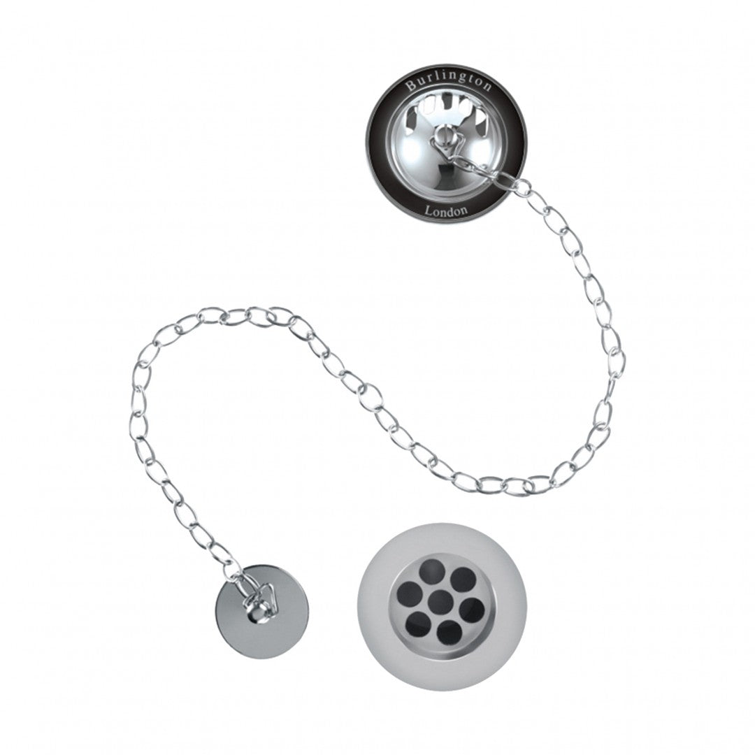 Burlington Bath Overflow Plug and Chain Deluxe Bathrooms UK