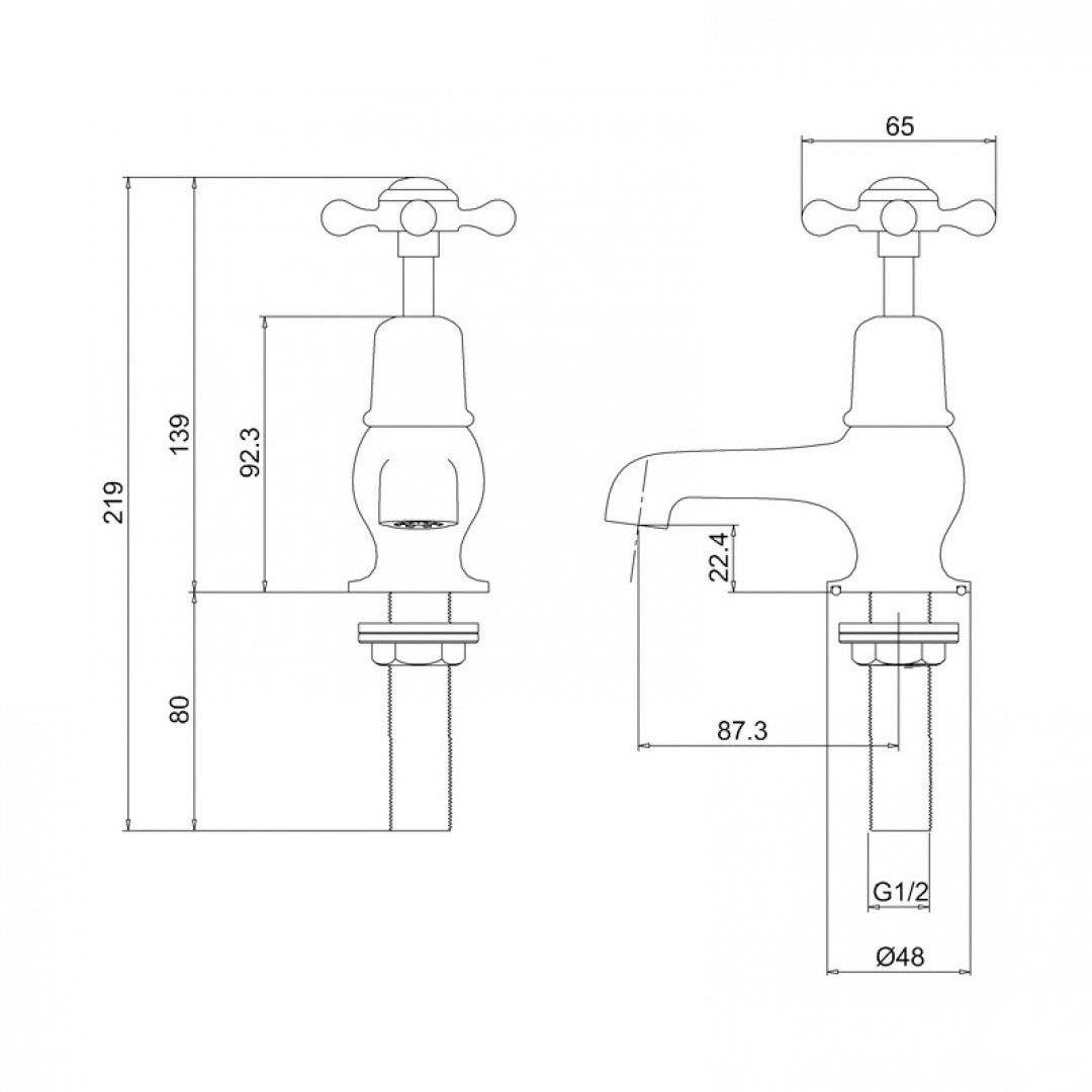 Burlington Claremont 3 Inch Basin Taps Deluxe Bathrooms UK