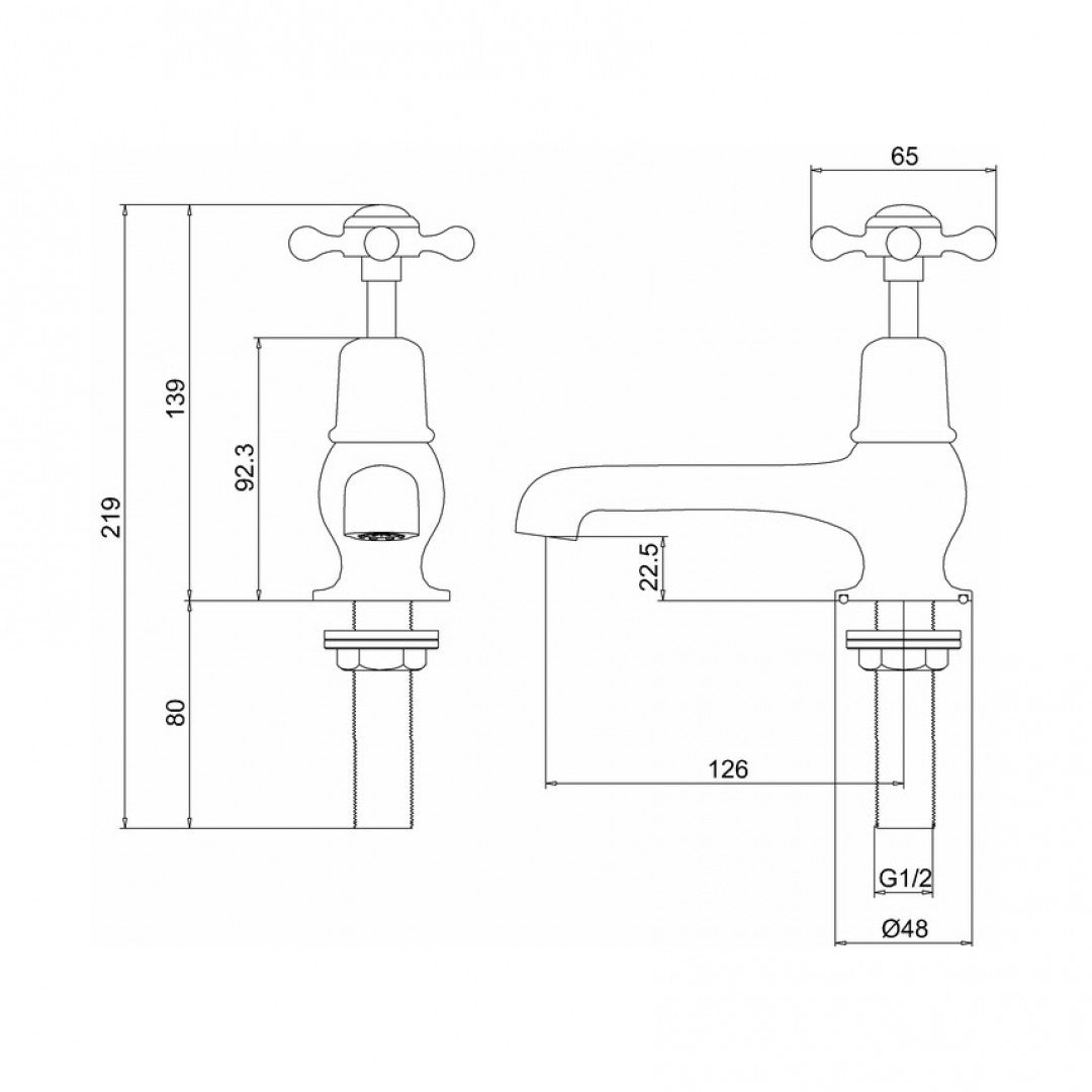 Burlington Claremont 5 Inch Basin Taps Deluxe Bathrooms UK