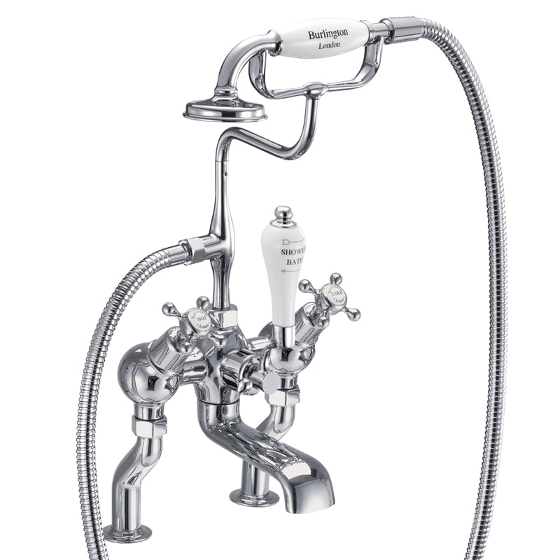 Burlington Claremont Angled Deck Mounted Bath Shower Mixer With S Adjuster Deluxe Bathrooms UK