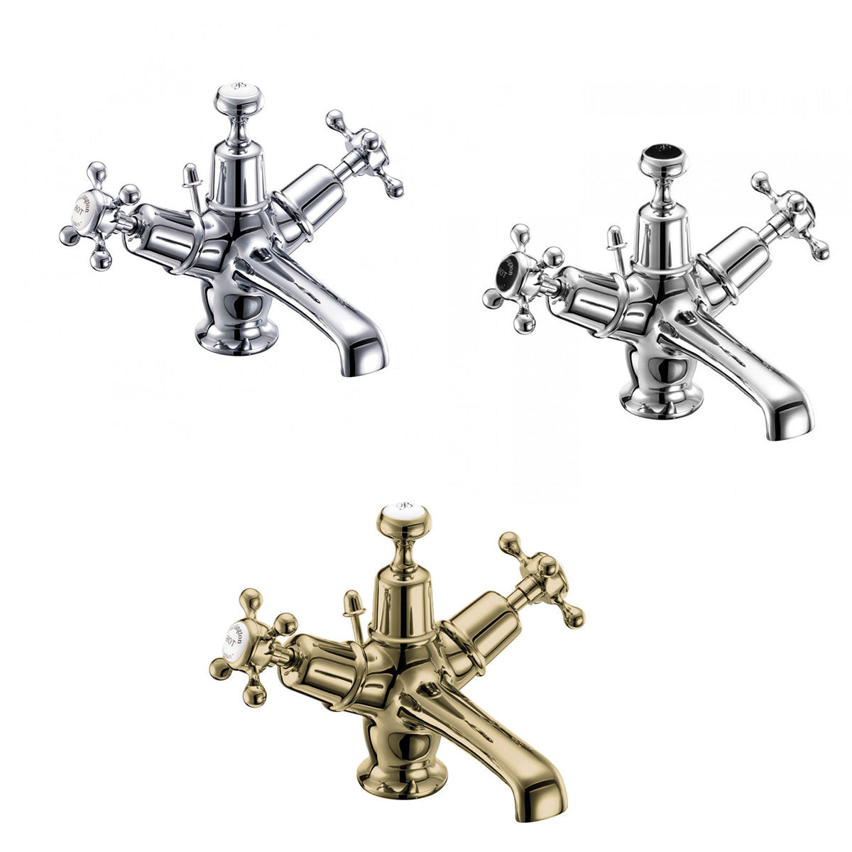 Burlington Claremont Basin Mixer With High Central Indice And Pop-Up Waste Deluxe Bathrooms UK