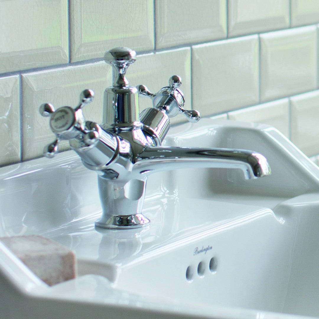 Burlington Claremont Basin Mixer With High Central Indice And Pop-Up Waste Deluxe Bathrooms UK
