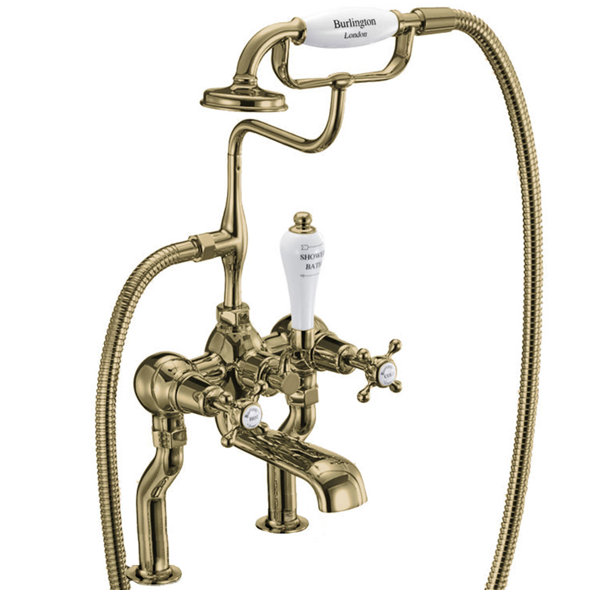 Burlington Claremont Deck Mounted Bath Shower Mixer With S Adjuster Deluxe Bathrooms UK