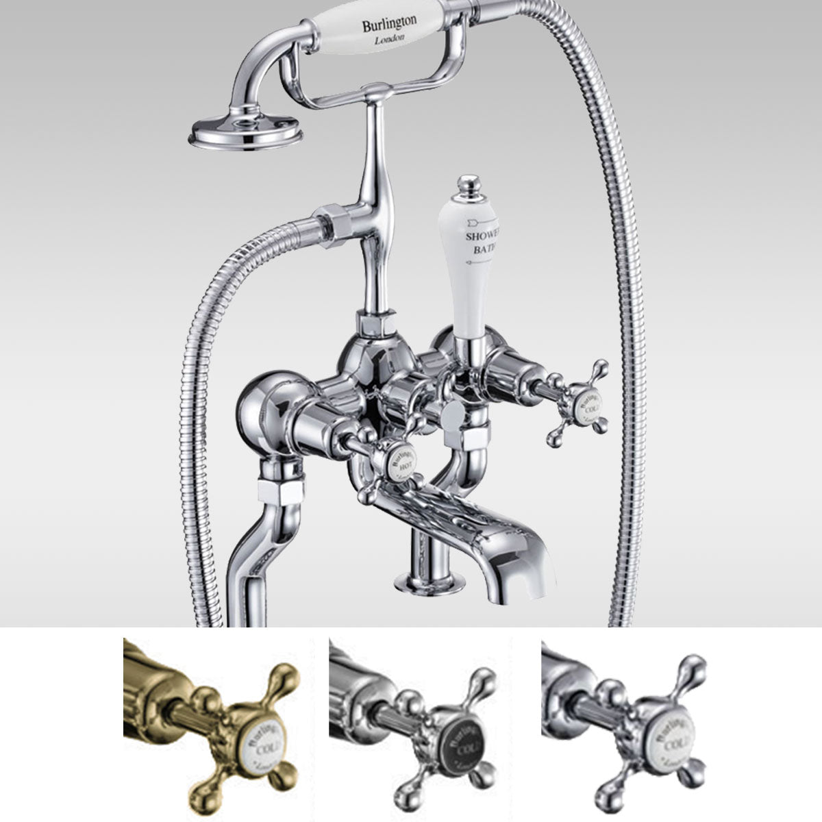 Burlington Claremont Deck Mounted Bath Shower Mixer With S Adjuster Deluxe Bathrooms UK