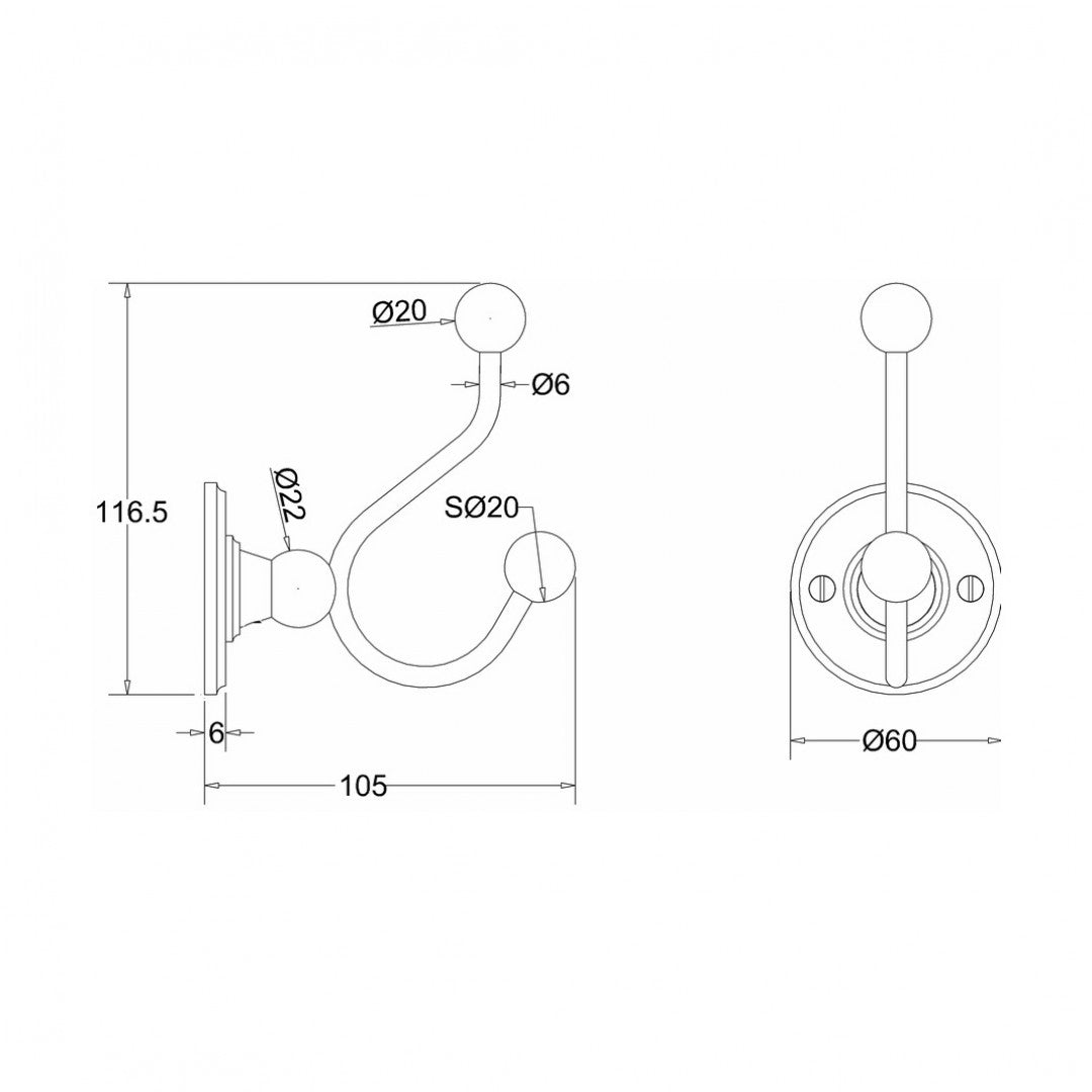 Burlington Double Robe Hook Deluxe Bathrooms UK