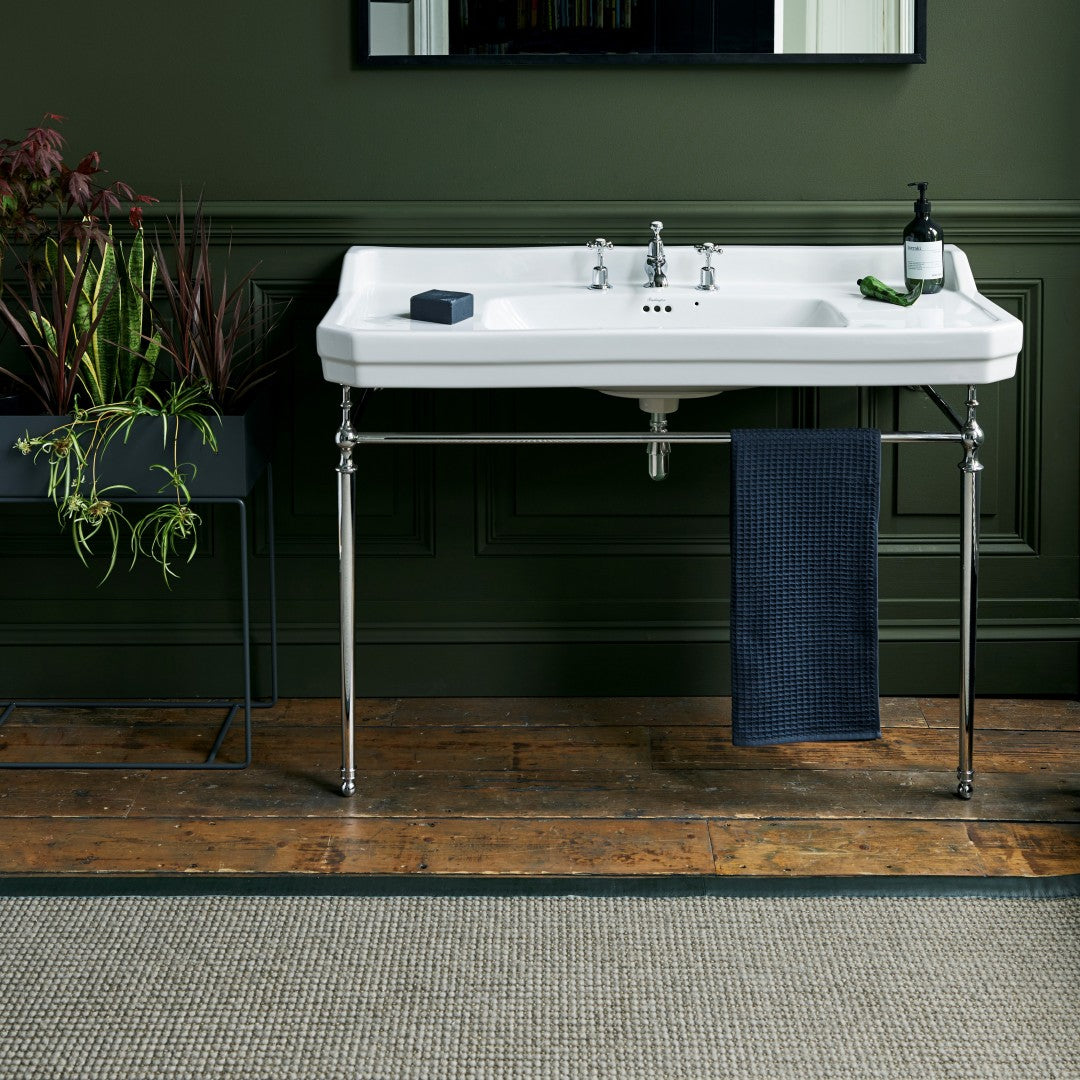 Burlington Edwardian White Basin With Standard Chrome Basin Washstand Deluxe Bathrooms UK