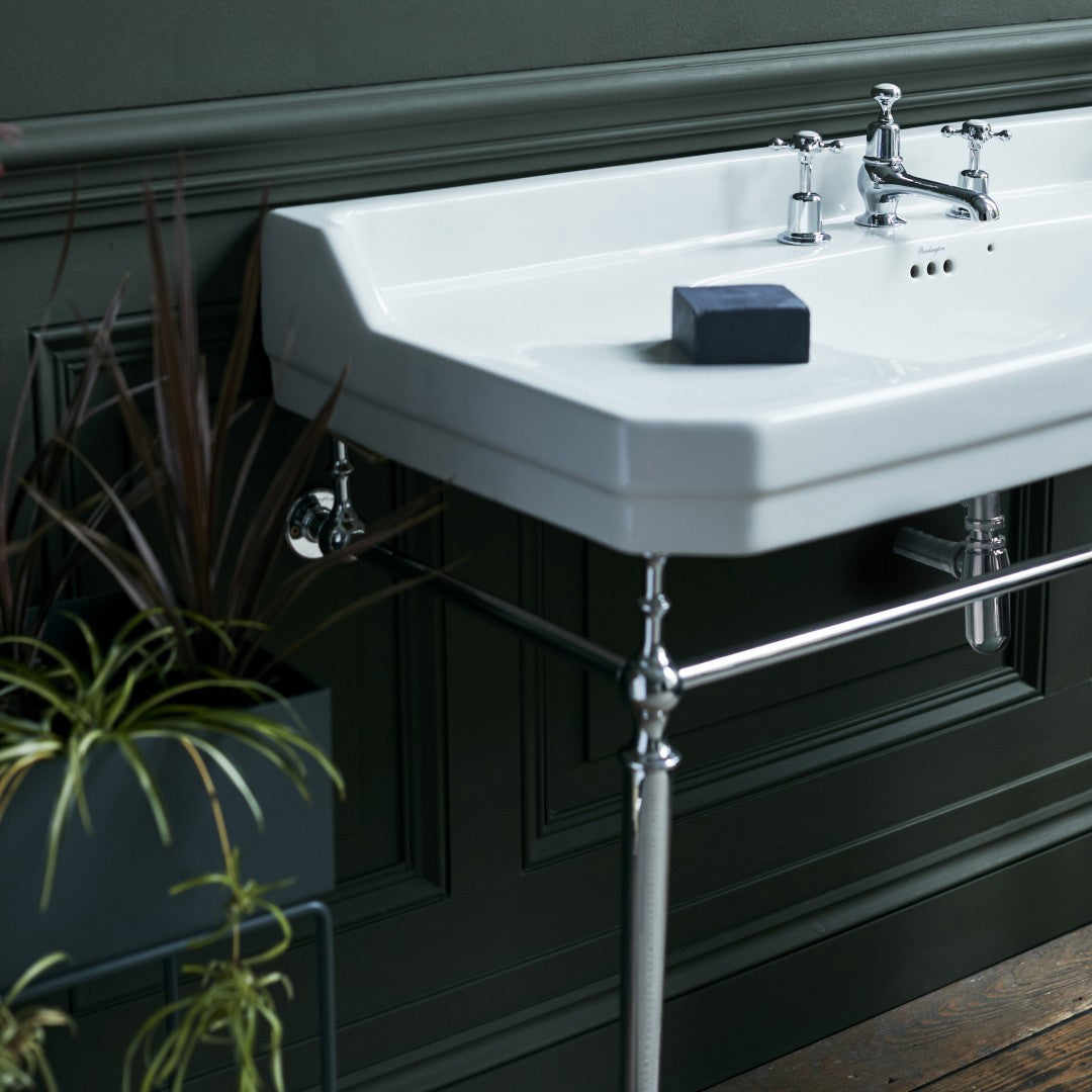 Burlington Edwardian White Basin With Standard Chrome Basin Washstand Deluxe Bathrooms UK