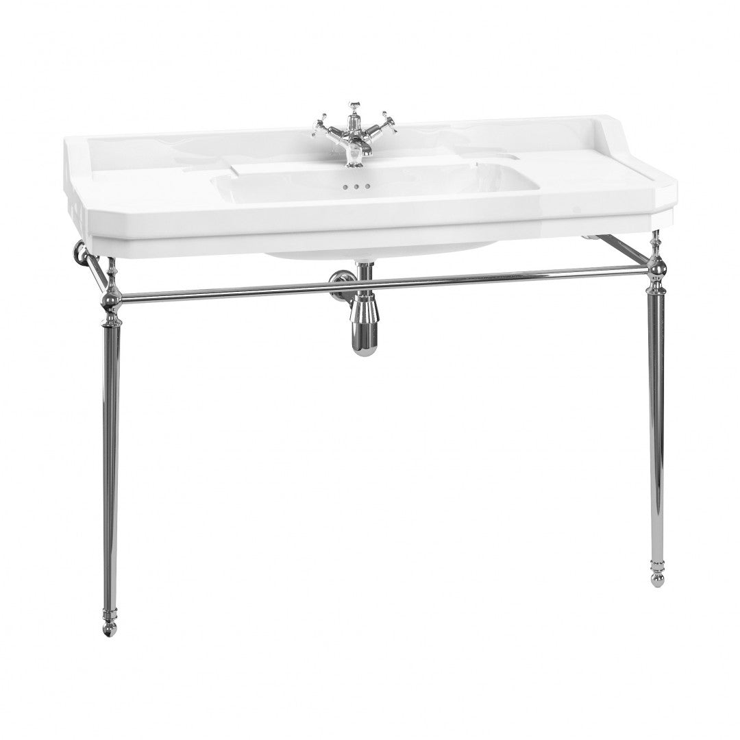 Burlington Edwardian White Basin With Standard Chrome Basin Washstand Deluxe Bathrooms UK