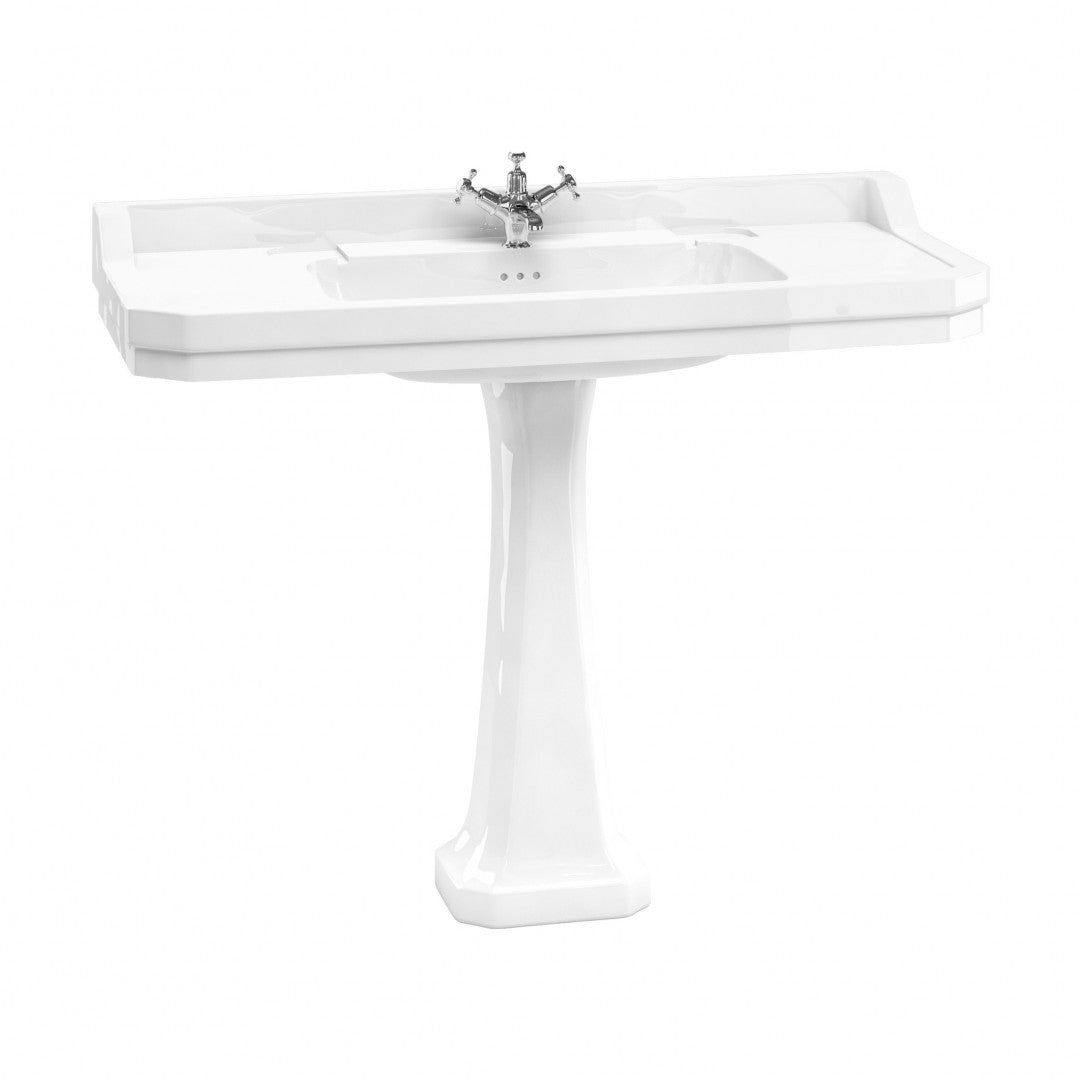 Burlington Edwardian Rectangular White Basin With Standard Pedestal Deluxe Bathrooms UK