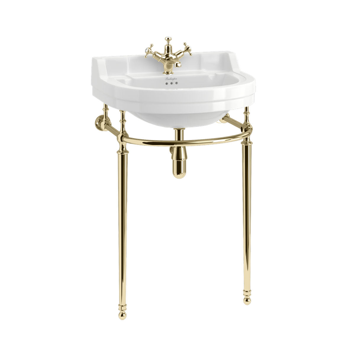 Burlington Edwardian 560mm White Round Basin With Chrome Washstand Deluxe Bathrooms UK