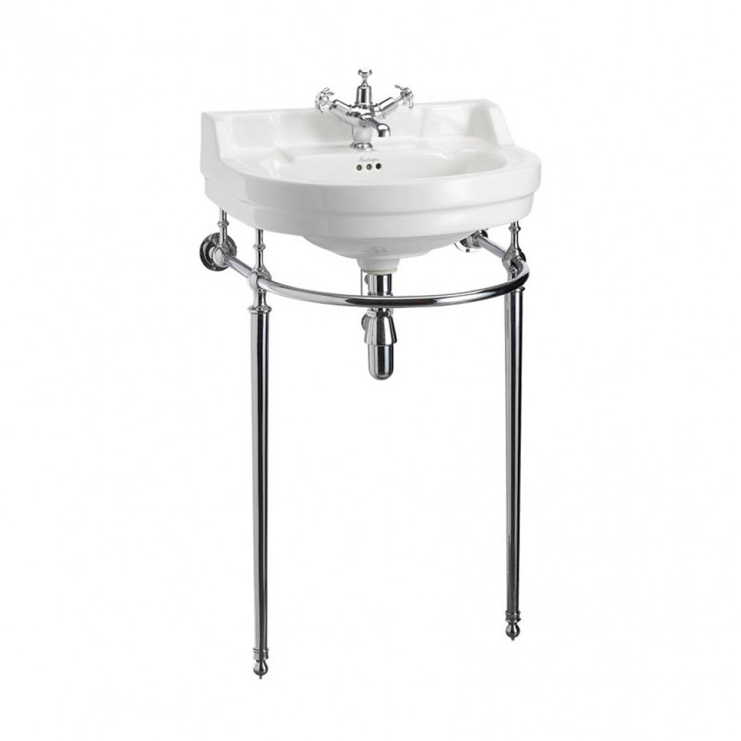 Burlington Edwardian 560mm White Round Basin With Chrome Washstand Deluxe Bathrooms UK