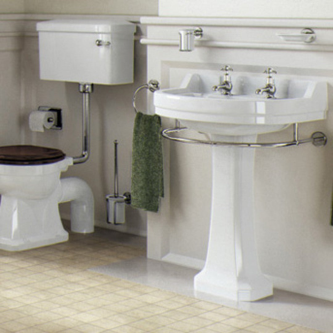 Burlington Edwardian 560mm White Round Basin With Standard Pedestal Deluxe Bathrooms UK
