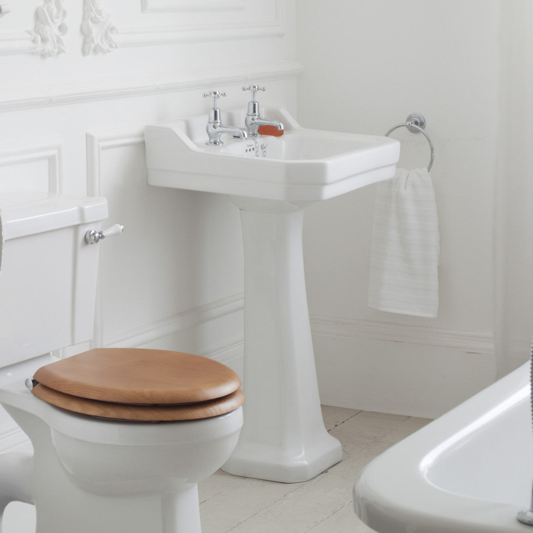 Burlington Edwardian Rectangular White Basin With Standard Pedestal Deluxe Bathrooms UK