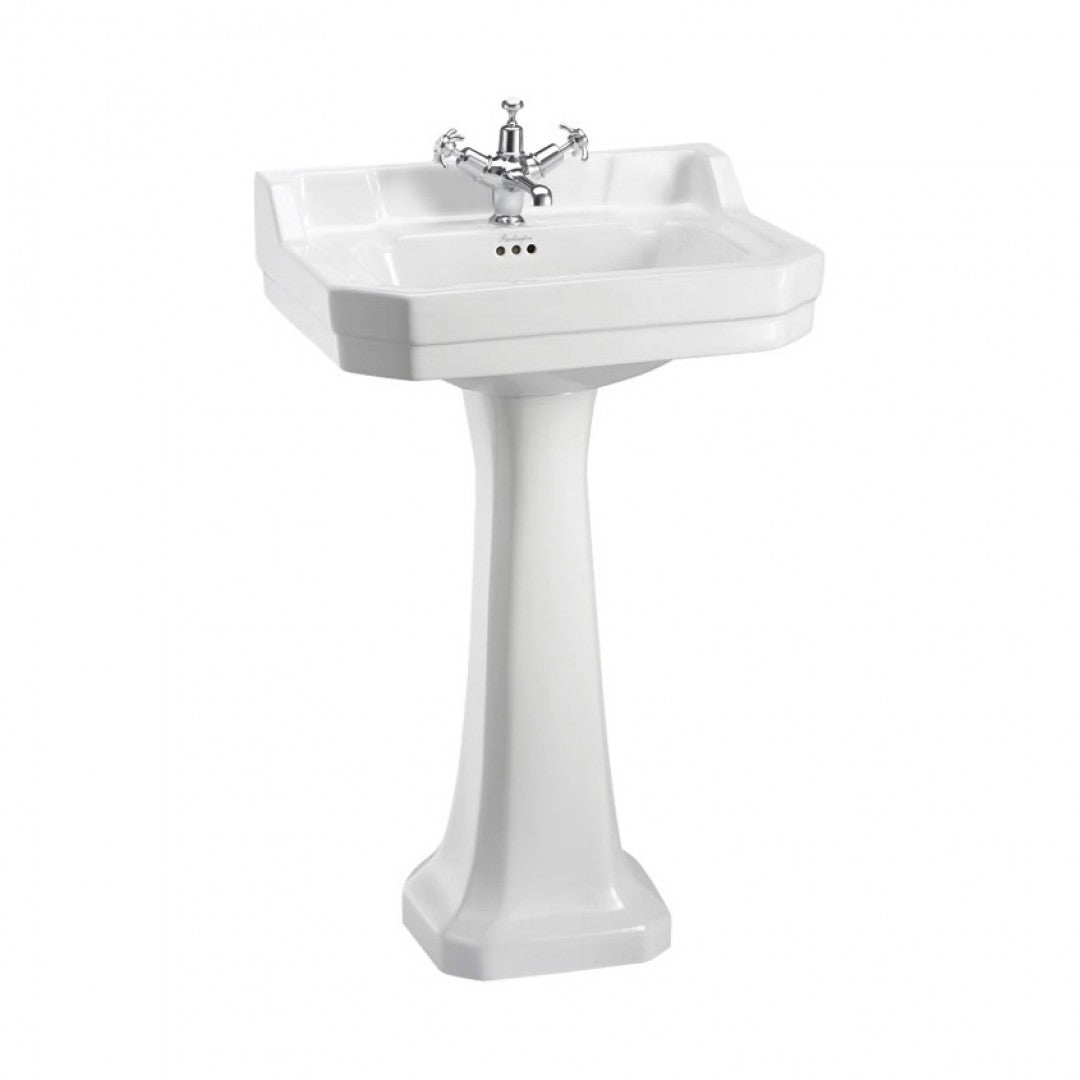 Burlington Edwardian Rectangular White Basin With Standard Pedestal Deluxe Bathrooms UK