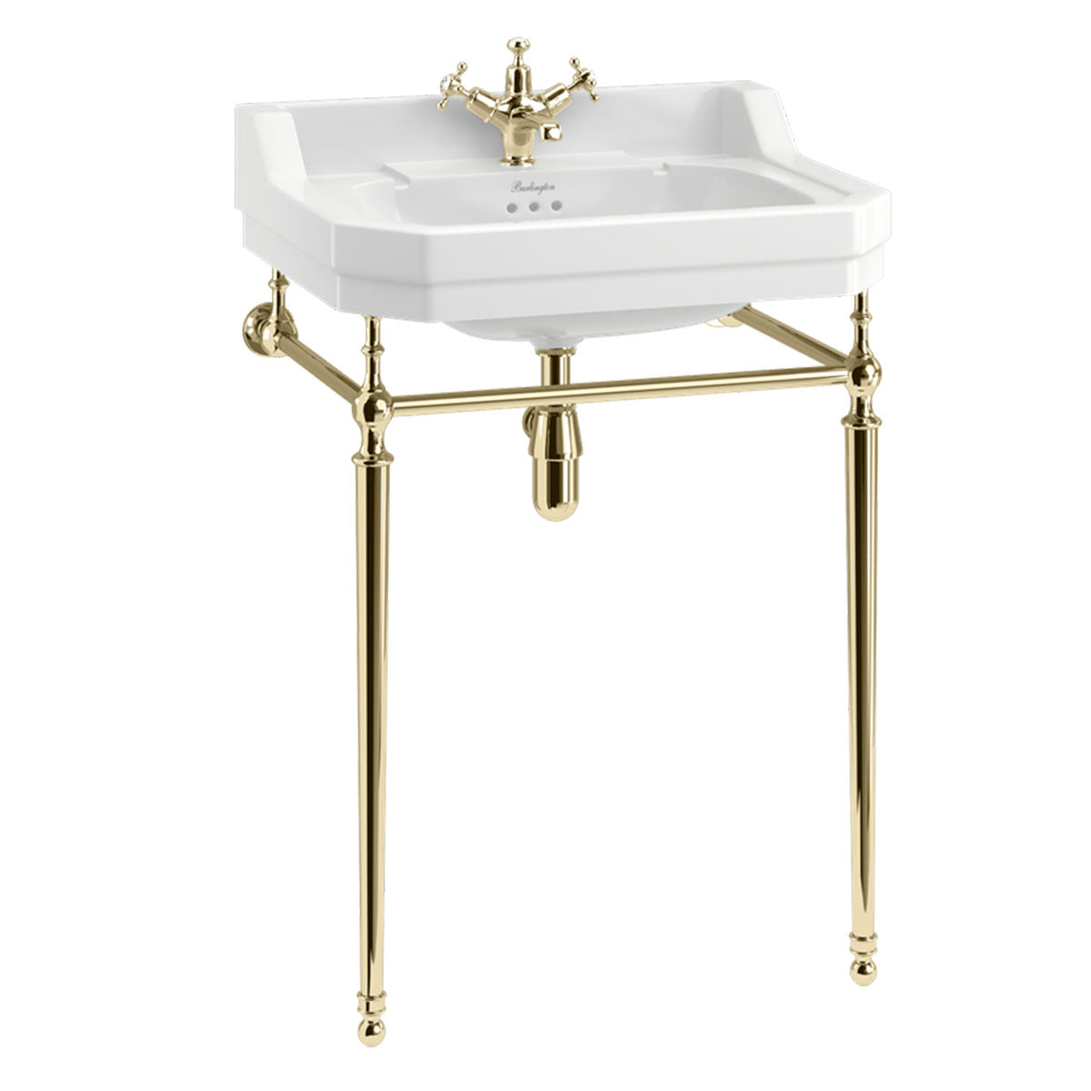 Burlington Edwardian White Basin With Standard Gold Basin Washstand Deluxe Bathrooms UK