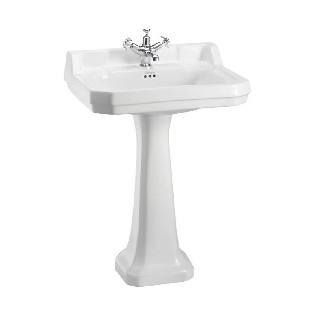 Burlington Edwardian Rectangular White Basin With Standard Pedestal Deluxe Bathrooms UK