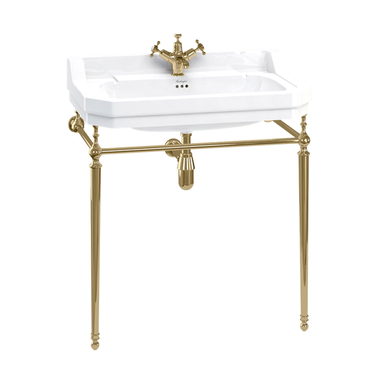 Burlington Edwardian White Basin With Standard Gold Basin Washstand Deluxe Bathrooms UK