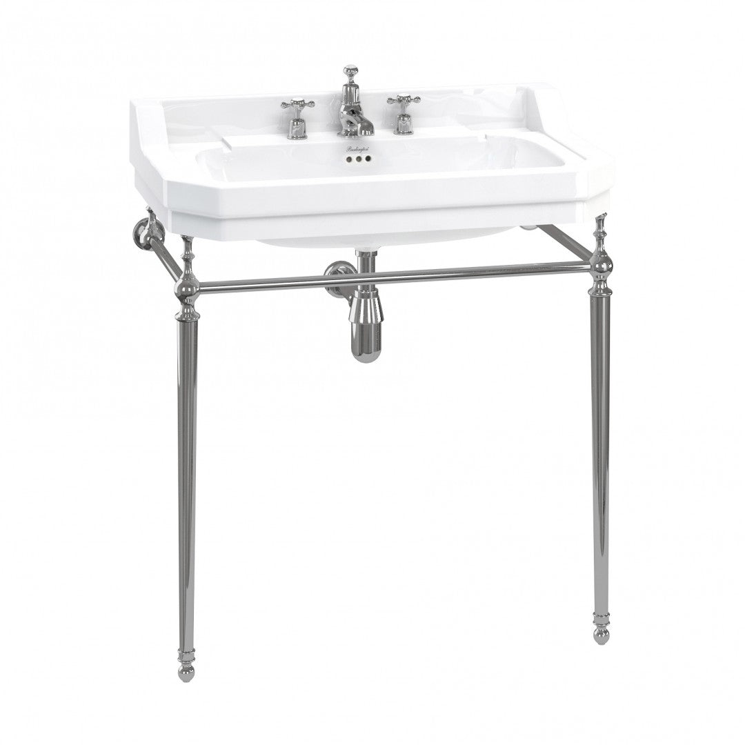 Burlington Edwardian White Basin With Standard Chrome Basin Washstand Deluxe Bathrooms UK