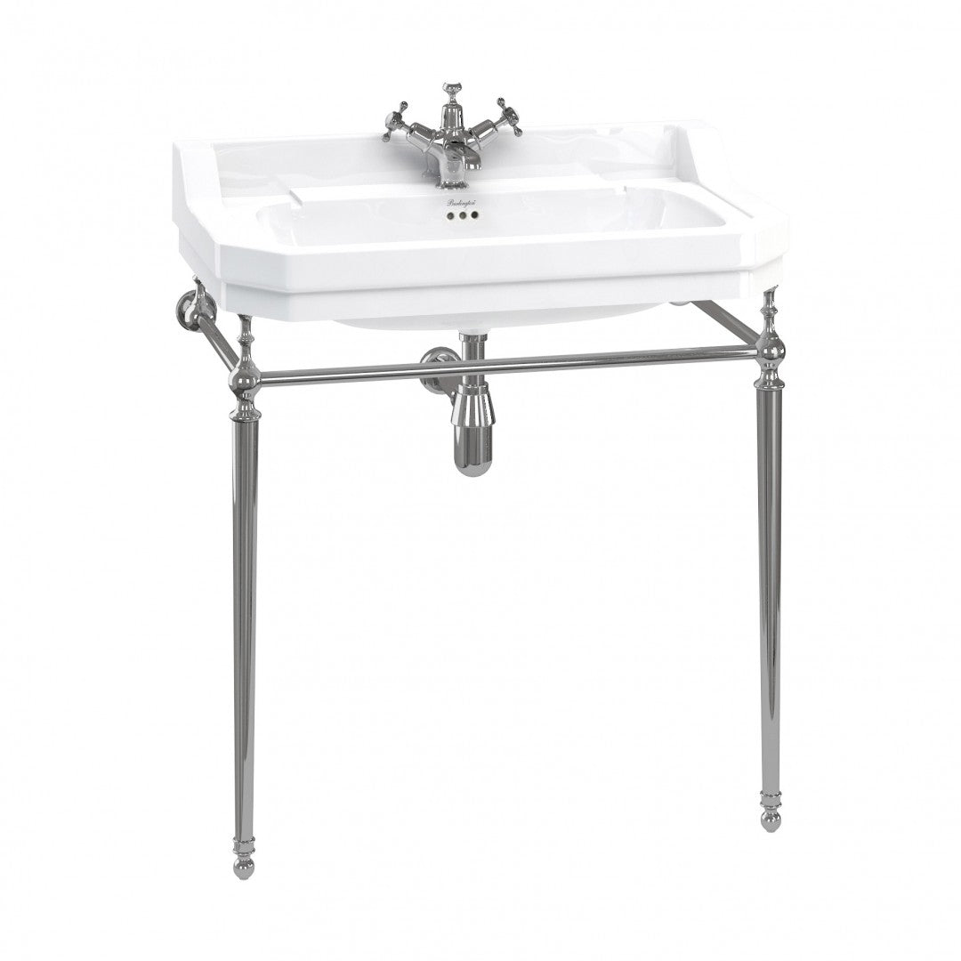 Burlington Edwardian White Basin With Standard Chrome Basin Washstand Deluxe Bathrooms UK