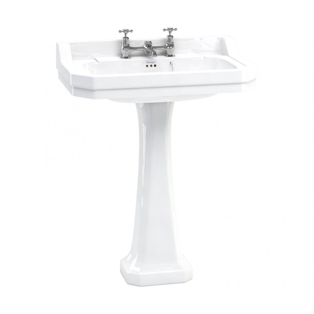Burlington Edwardian Rectangular White Basin With Standard Pedestal Deluxe Bathrooms UK
