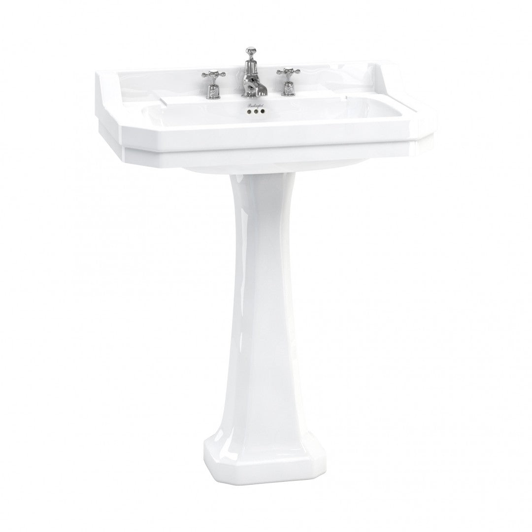 Burlington Edwardian Rectangular White Basin With Standard Pedestal Deluxe Bathrooms UK