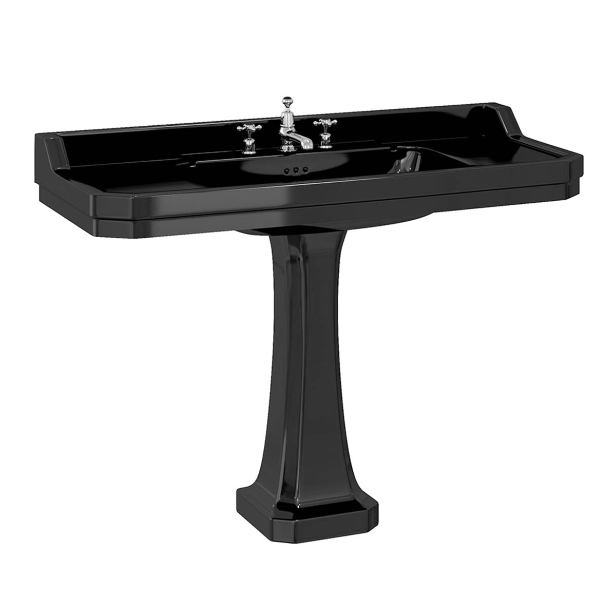 burlington edwardian jet 120cm black basin black pedestal Deluxe Bathrooms UK