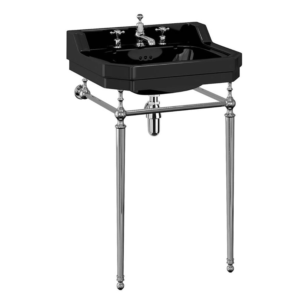 Burlington Jet Edwardian Black Rectangular Basin With Wash Stand Deluxe Bathrooms UK