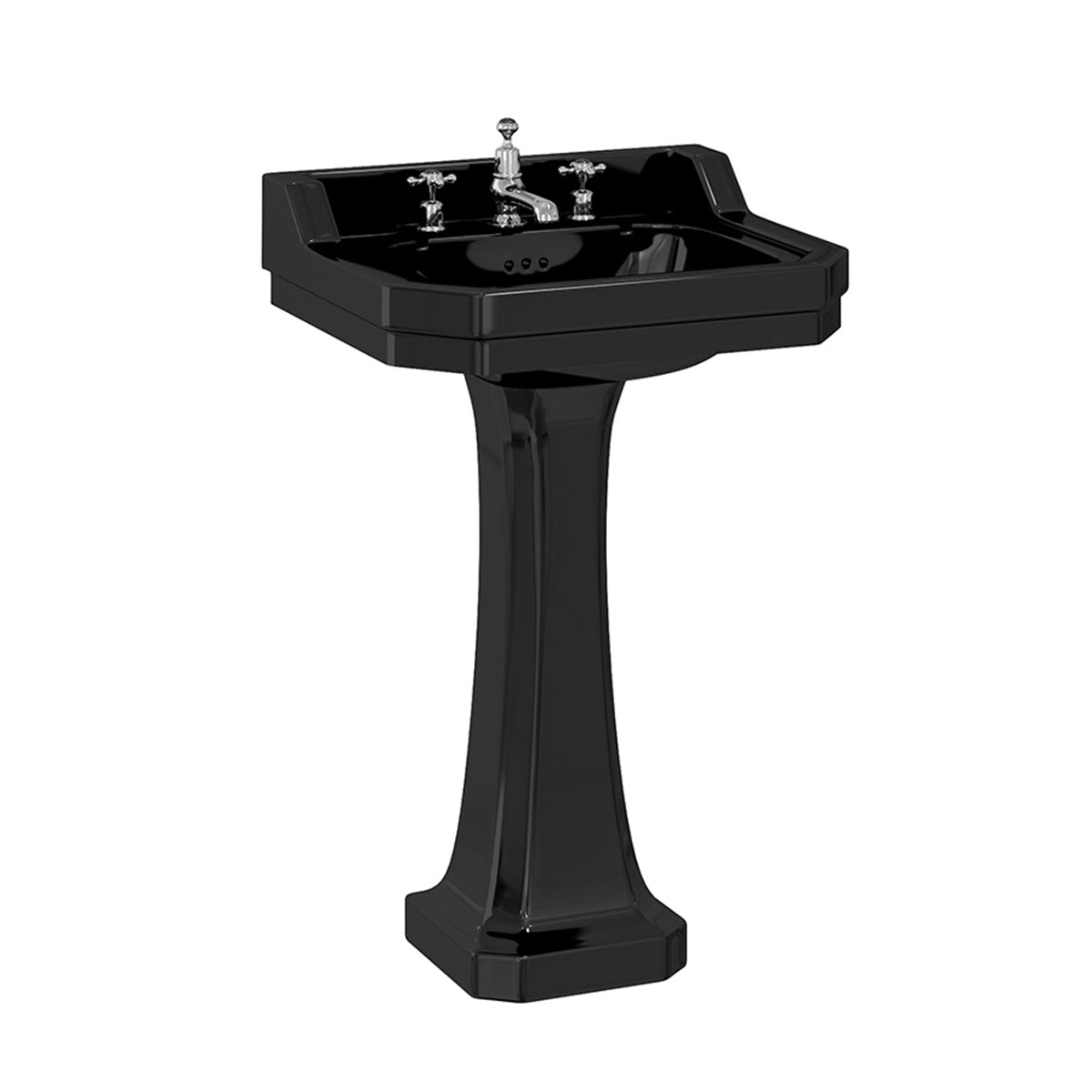 burlington edwardian jet 56cm black basin black pedestal Deluxe Bathrooms UK