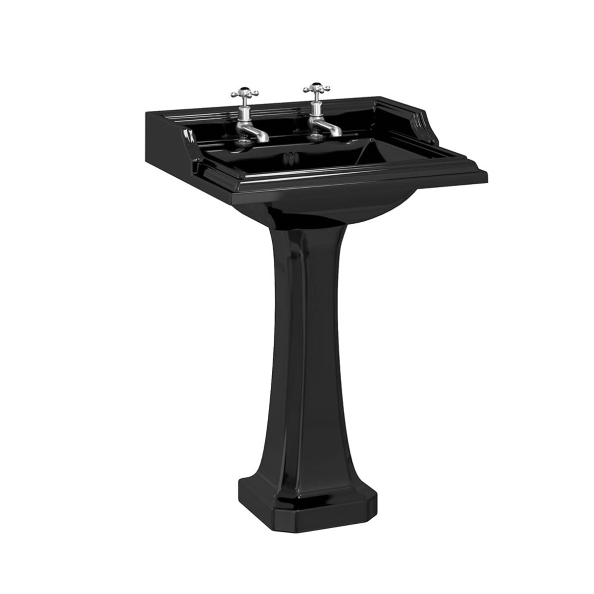 burlington edwardian jet 65cm black basin black pedestal Deluxe Bathrooms UK