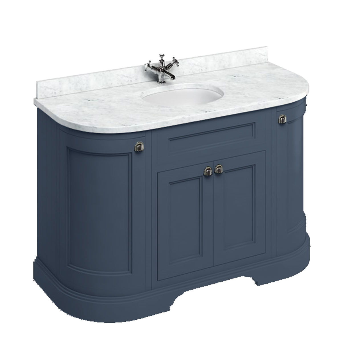 Burlington 1340 Floor Standing Curved Vanity Unit With Worktop & Inset Basin Deluxe Bathrooms UK