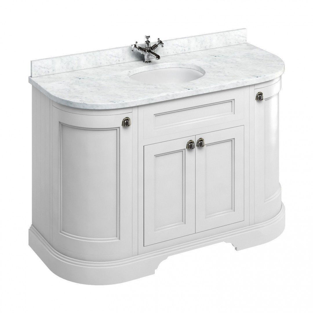 Burlington 1340 Floor Standing Curved Vanity Unit With Worktop & Inset Basin Deluxe Bathrooms UK
