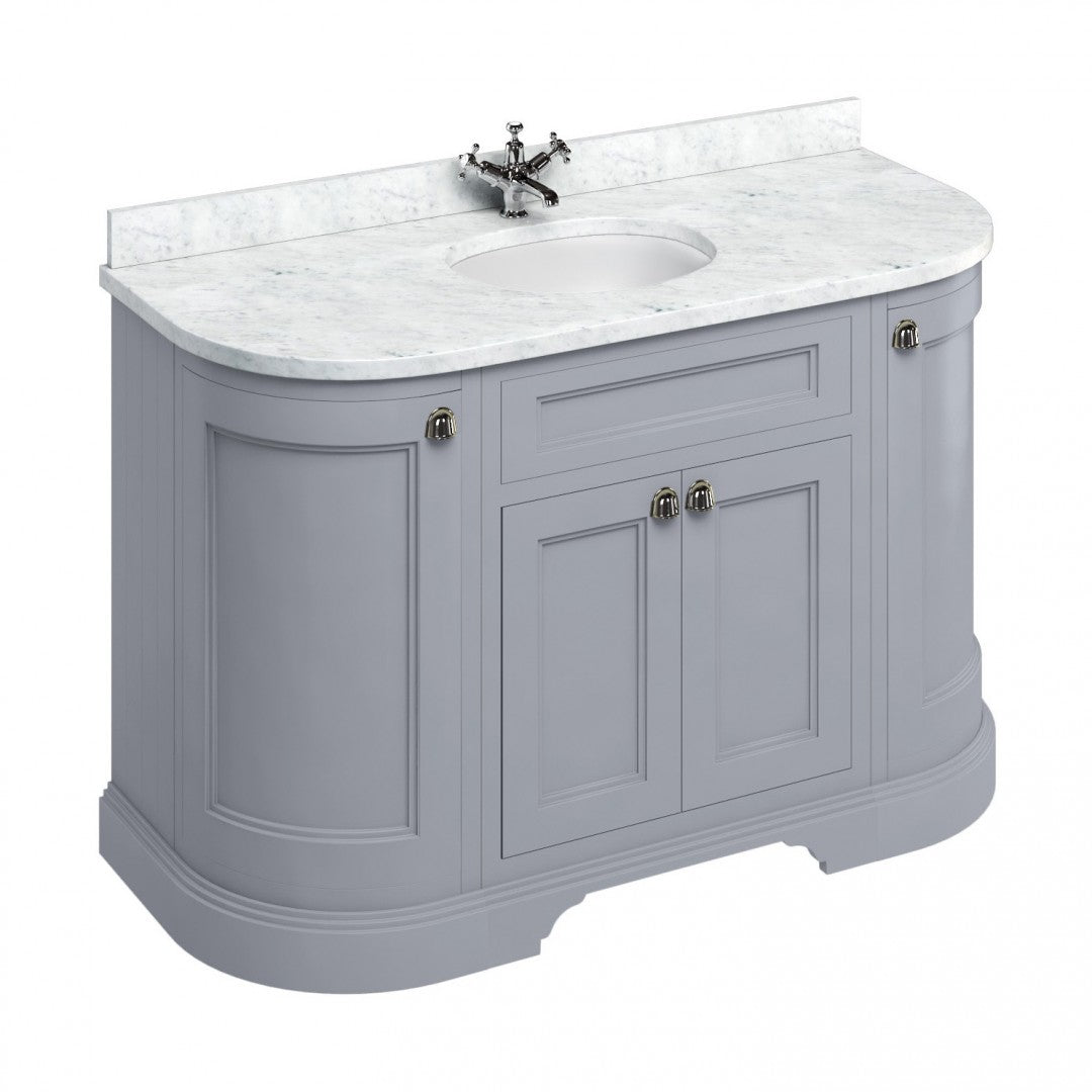 Burlington 1340 Floor Standing Curved Vanity Unit With Worktop & Inset Basin Deluxe Bathrooms UK
