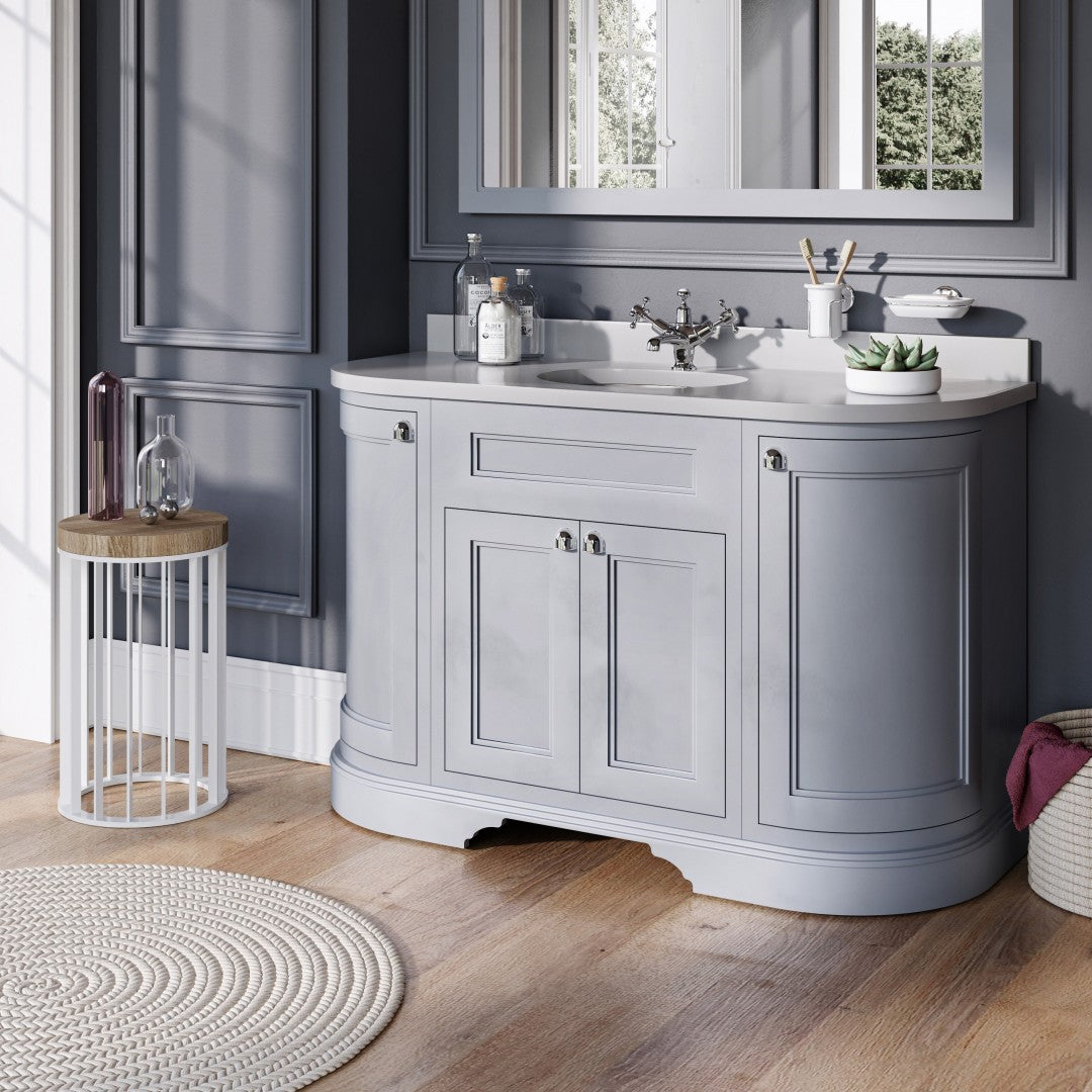 Burlington 1340 Floor Standing Curved Vanity Unit With Worktop & Inset Basin Deluxe Bathrooms UK