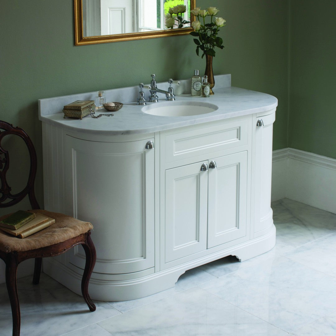 Burlington 1340 Floor Standing Curved Vanity Unit With Worktop & Inset Basin Deluxe Bathrooms UK
