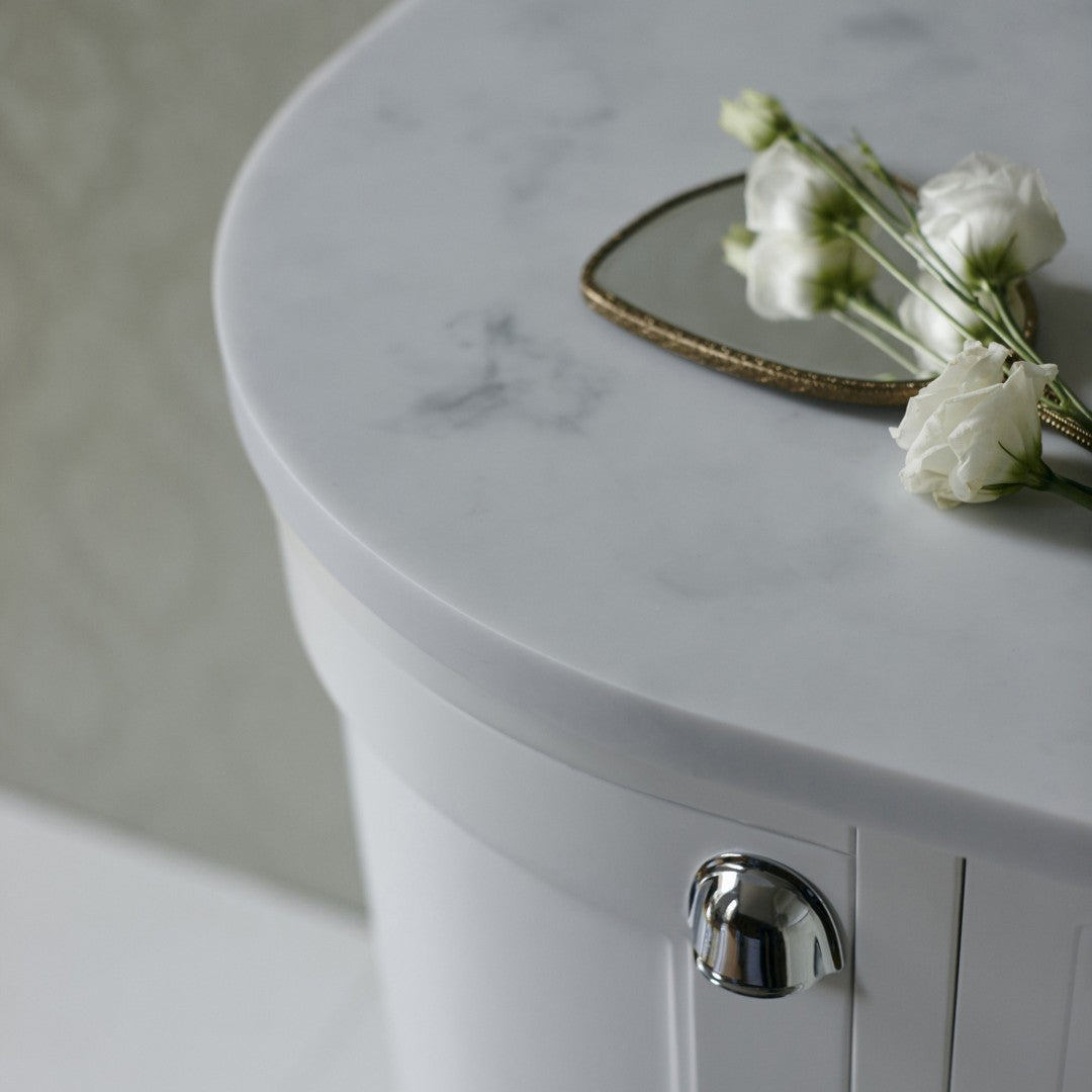 Burlington 1340 Floor Standing Curved Vanity Unit With Worktop & Inset Basin Deluxe Bathrooms UK