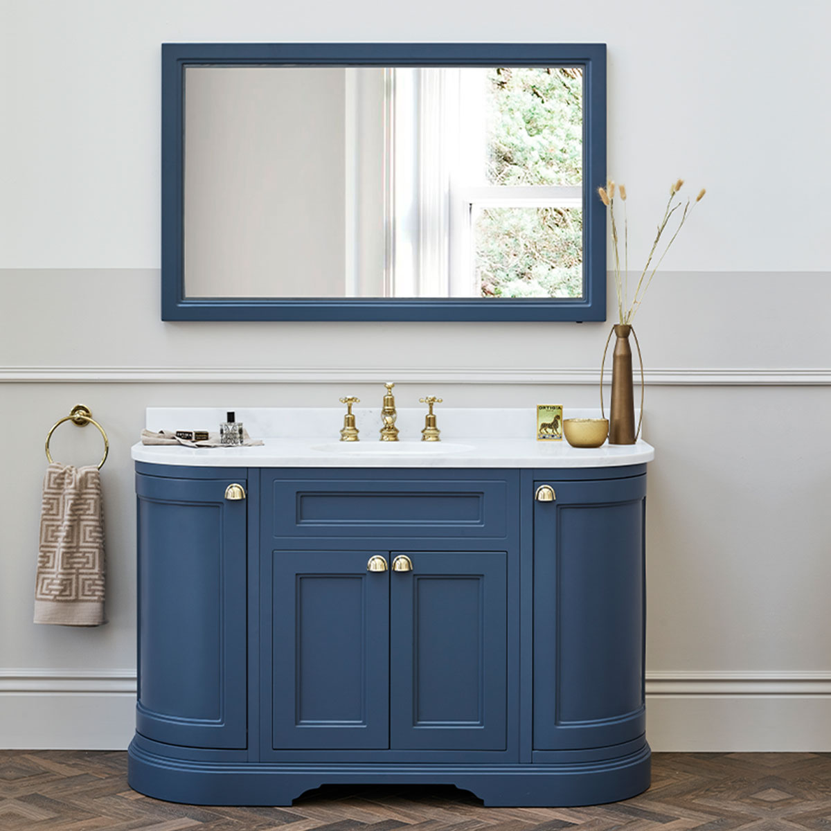 Burlington 1340 Floor Standing Curved Vanity Unit With Worktop & Inset Basin Deluxe Bathrooms UK