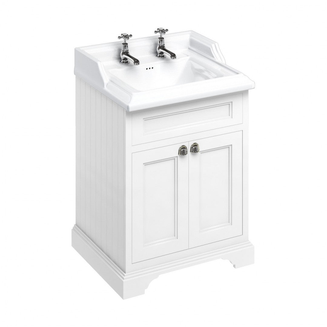 Burlington Floor Standing 650 Two Door Vanity Unit and Classic Basin With Overflow Deluxe Bathrooms UK