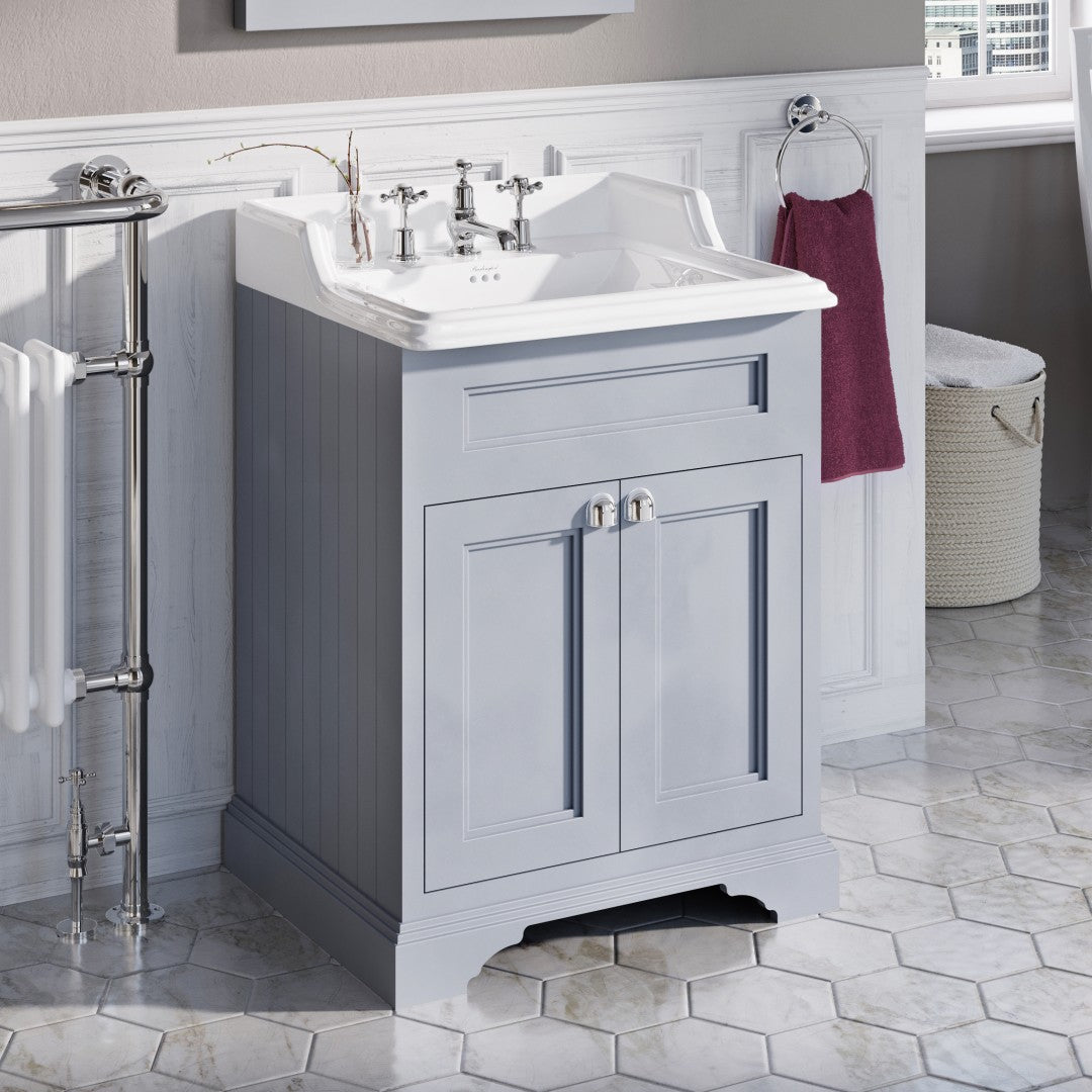 Burlington Floor Standing 650 Two Door Vanity Unit and Classic Basin With Overflow Deluxe Bathrooms UK