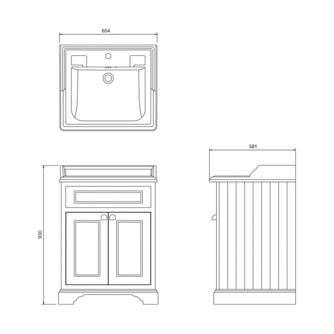 Burlington Floor Standing 650 Two Door Vanity Unit and Classic Basin With Overflow Deluxe Bathrooms UK
