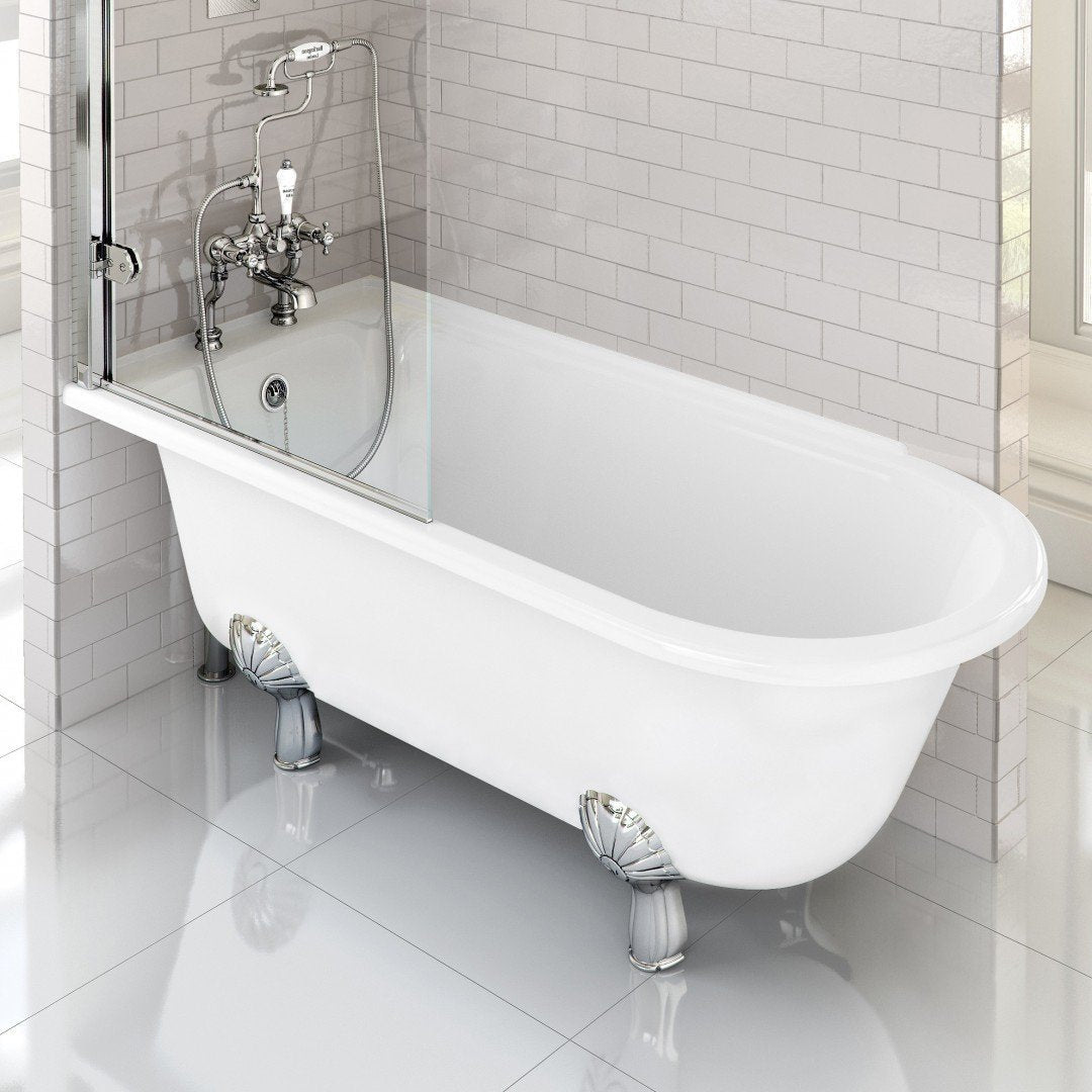 Burlington Hampton Back to Wall Showering Bath With Standard Feet Deluxe Bathrooms UK