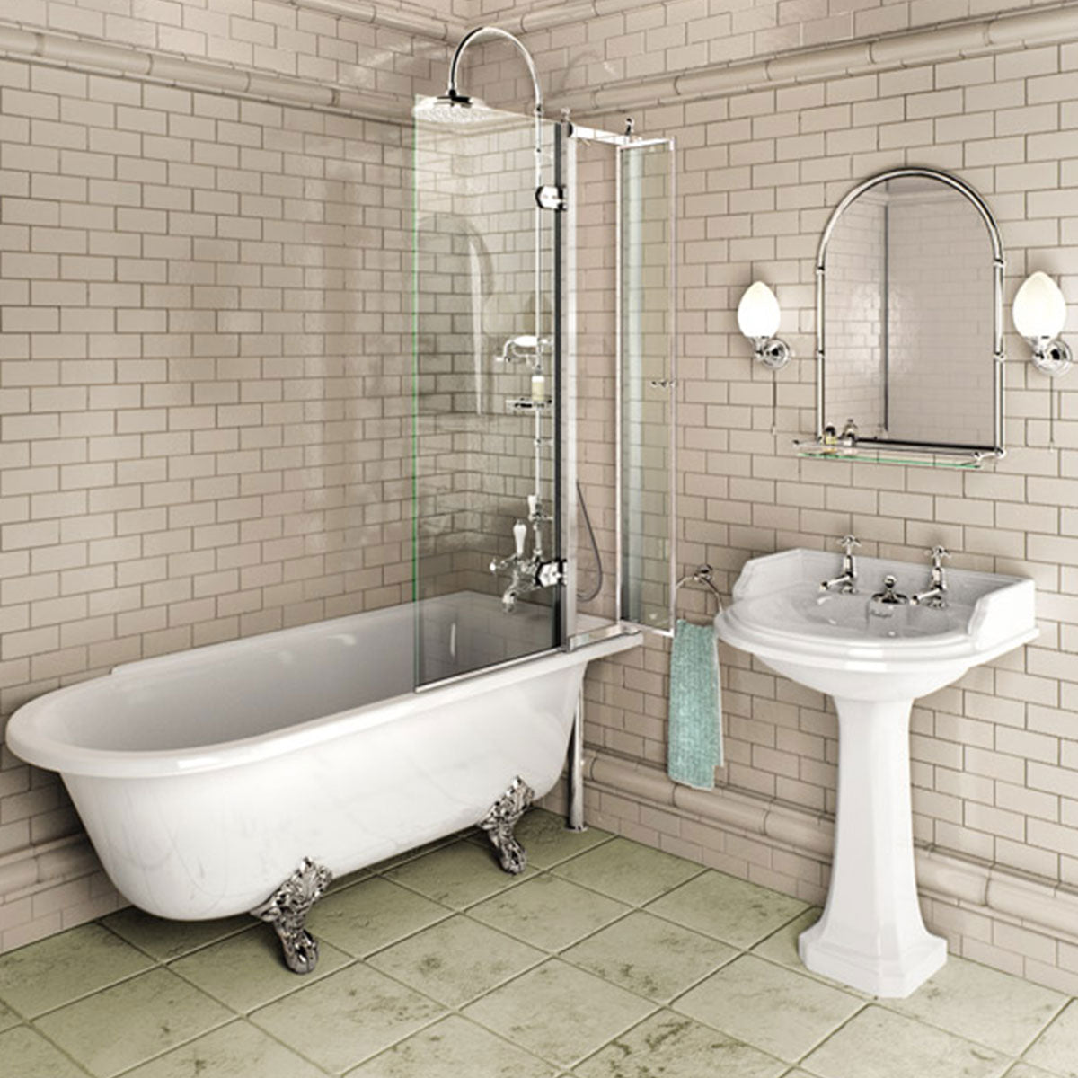 Burlington Hampton Back to Wall Showering Bath With Standard Feet Deluxe Bathrooms UK